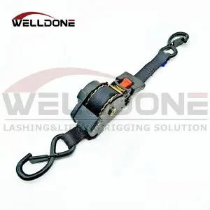 1″x10′ 25MM 3M Auto Ratcheting Slow Release Retractable Ratchet Tie Down Strap with S hook