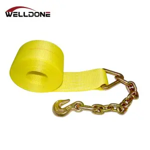 4″ Winch Strap with Chain Anchor Extension and Hook WLL 6670LBS