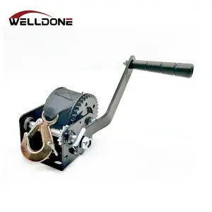 Geared Boat Trailer Manual Hand Crank Winch with Webbing Strap / Wire Rope