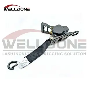 2″x10′ 45/50MM 3M Auto Ratcheting S Hook Retractable Ratchet Tie Down Strap with Damping