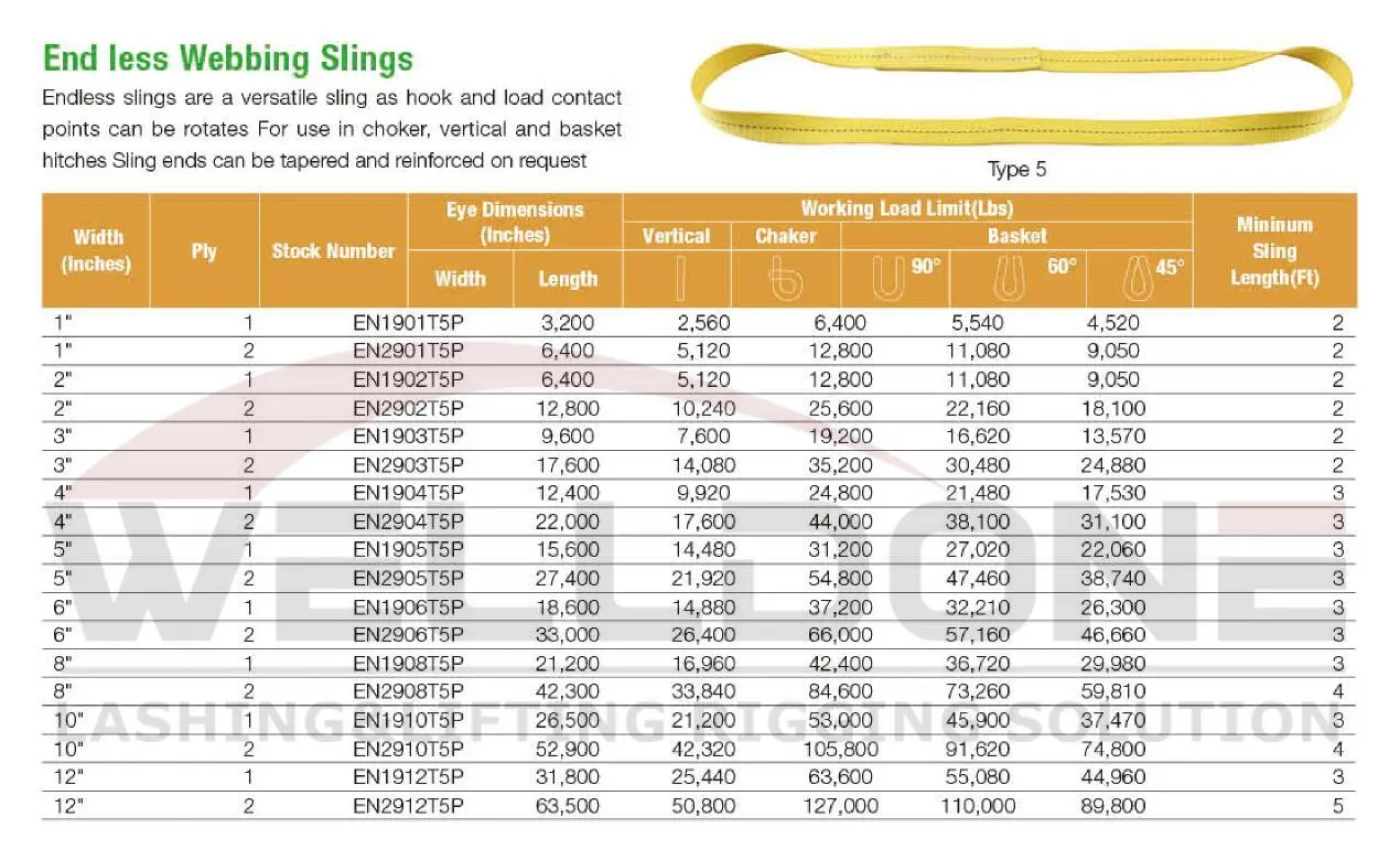 type 5 endless web sling specification