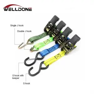 1″ 25MM 800KG Rubber handle Ratchet Tie Down Strap with hook
