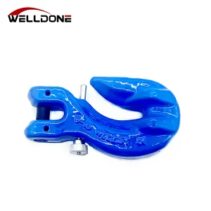 G100 Special Deep Throat Clevis Grab Hook with Safety Pin for Lifting