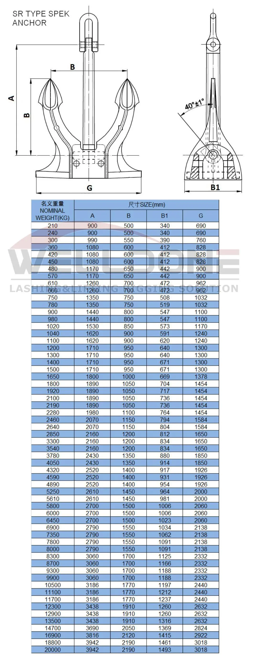 SR type spek anchor specification