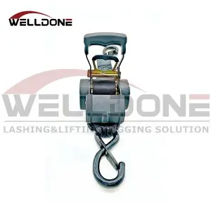 2″x10′ 45/50MM 3M Auto Ratcheting S Hook Retractable Ratchet Tie Down Strap with Damping