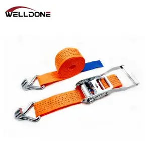 2″ 50MM 5T Aluminum Handle Ratchet Tie Down Strap with Double J hook