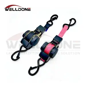 1″x10′ 25MM 3M Auto Ratcheting Slow Release Retractable Ratchet Tie Down Strap with S hook