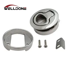 2″ Marine Round Stainless Steel Flush Pull Slam Latch Hatch Deck Lock For Boat Yacht