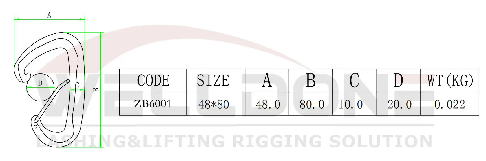 aluminum wire gate locking carabiner specification