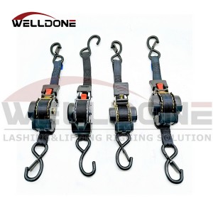 1″x10′ 25MM 3M Auto Ratcheting Slow Release Retractable Ratchet Tie Down Strap with S hook