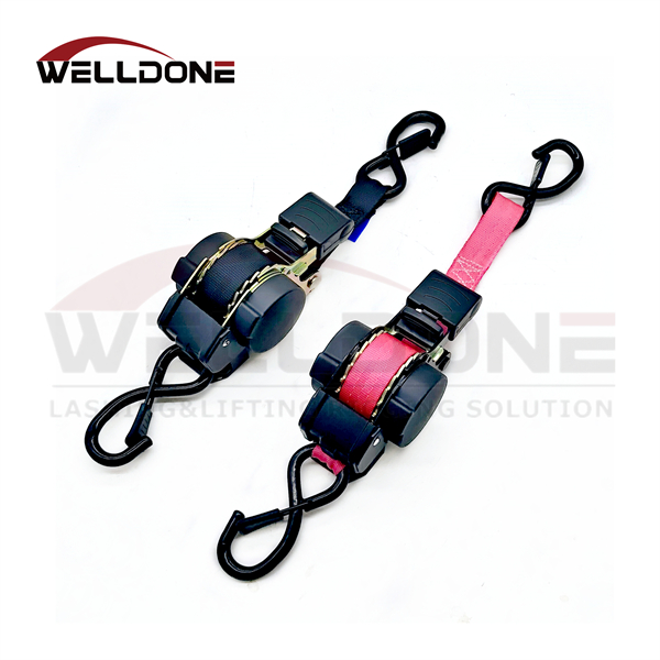 1″x10′ 25MM 3M Auto Ratcheting Slow Release Retractable Ratchet Tie Down Strap with S hook