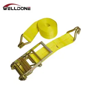 US Type 4″ Ratchet Tie Down Strap with Wire Double J Hook WLL 6670LBS