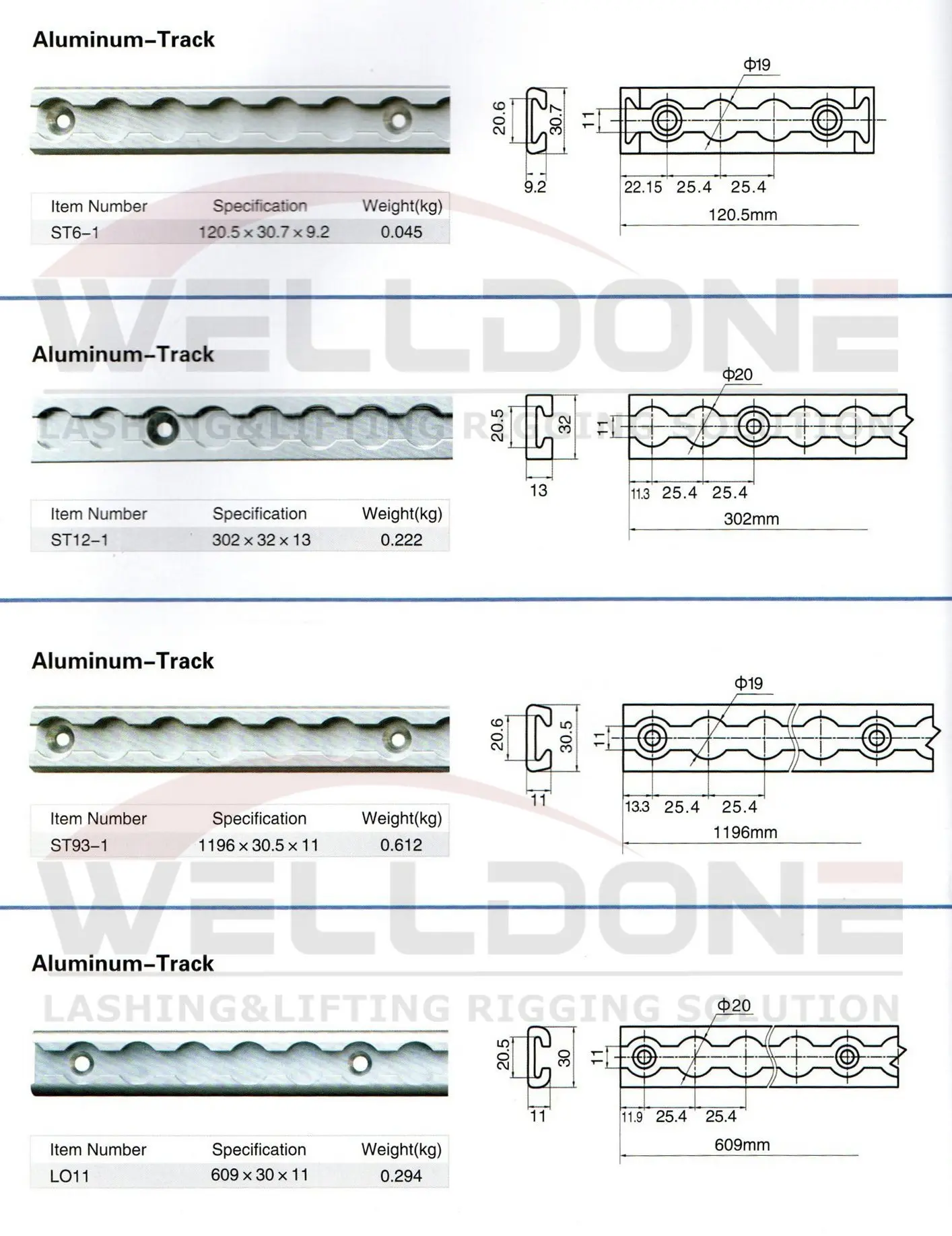 aluminum L track specification