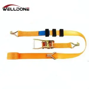 Vehicle transportation over wheel tie down strap with 3 rubber blocks