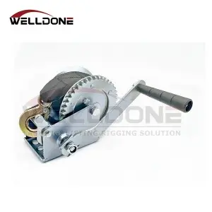 Geared Boat Trailer Manual Hand Crank Winch with Webbing Strap / Wire Rope