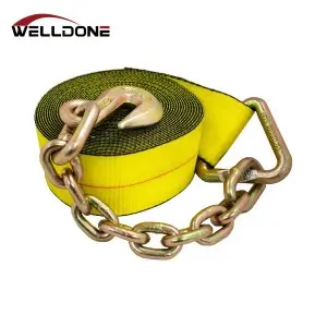 3″ Winch Strap with Chain Anchor Extension and Hook WLL 5400LBS