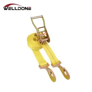 US Type 2″ Car Ratchet Tie Down Strap with Twisted Snap Hook WLL 3333LBS