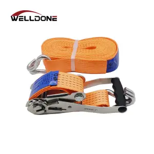 2″ 50MM 5T Finger Line Handle Ratchet Tie Down Strap with Double J hook