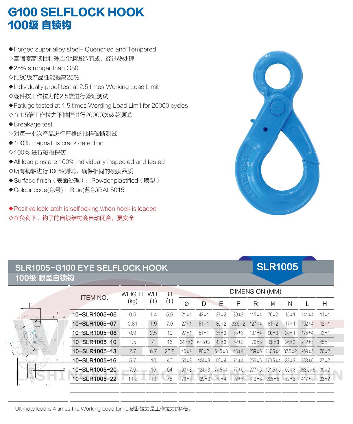 G100 eye self locking hook specification
